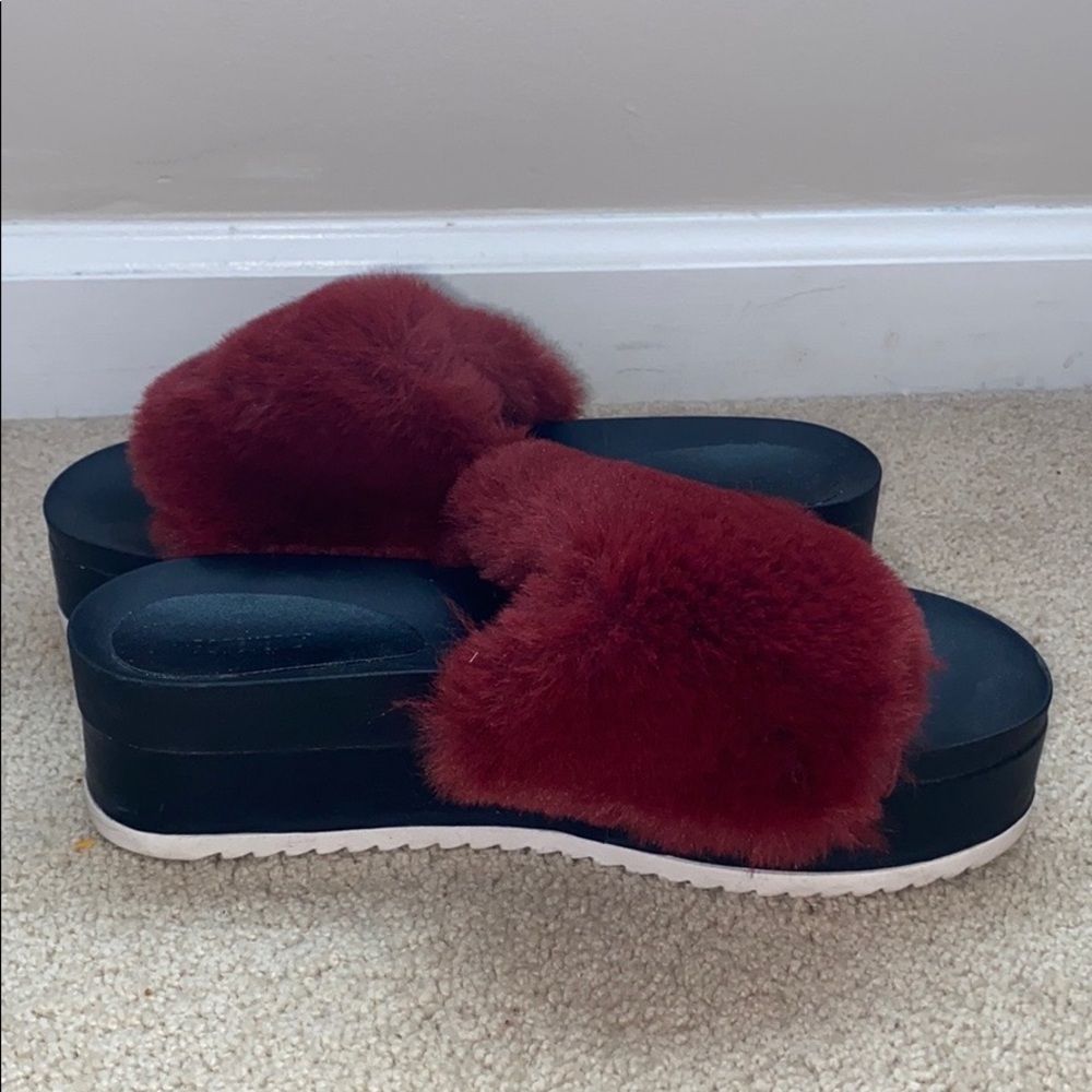 Slides Platform Faux Fur Grip Bottoms